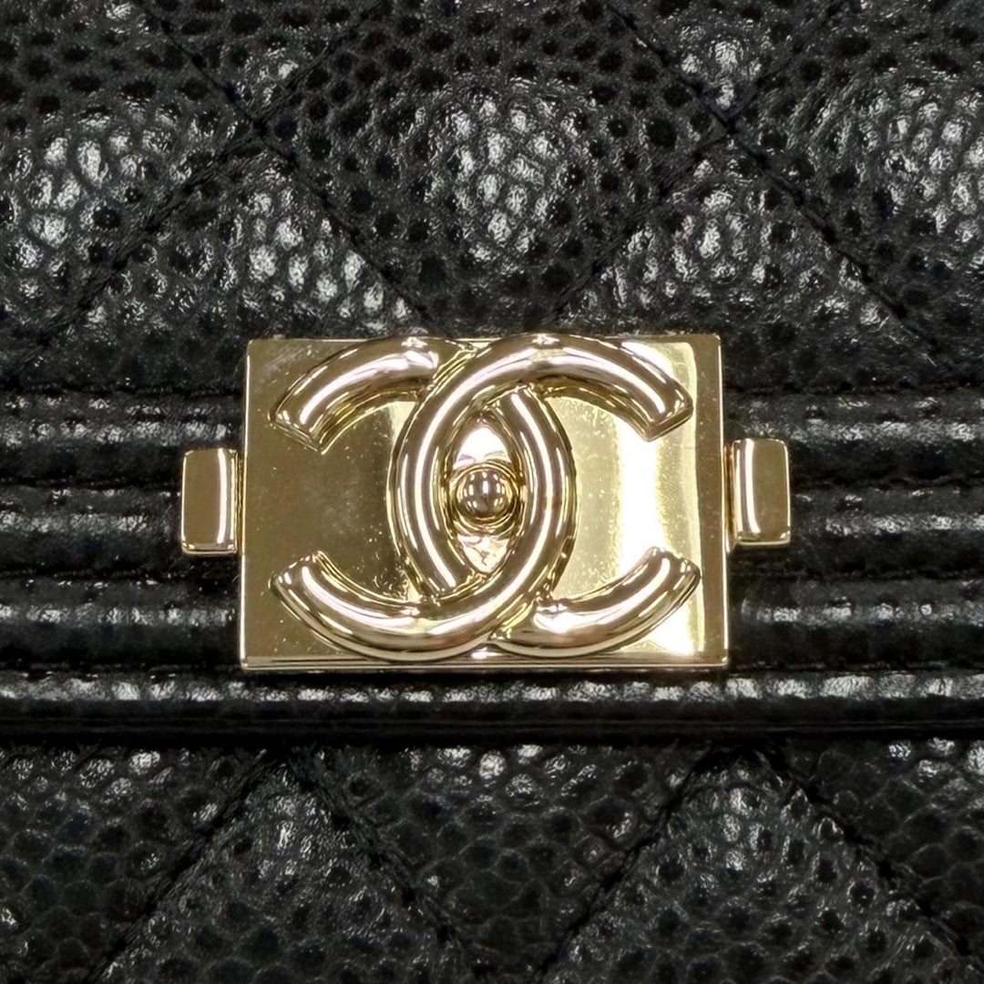 Excellent CHANEL Key holder Boy chanel COCO Mark Matelassé 4-ring key holder