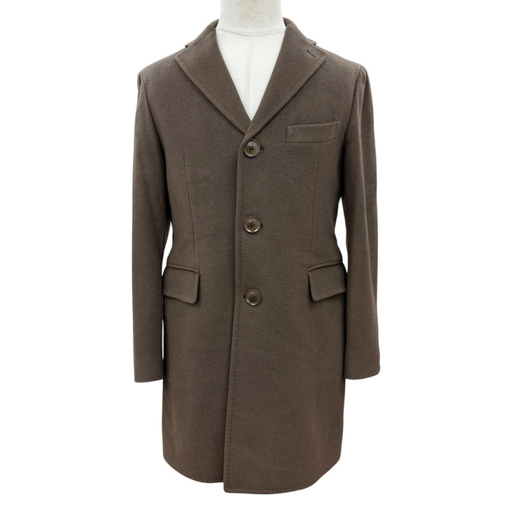 Excellent TAGLIATORE Chester coat Single logo button Brown cashmere mens 44