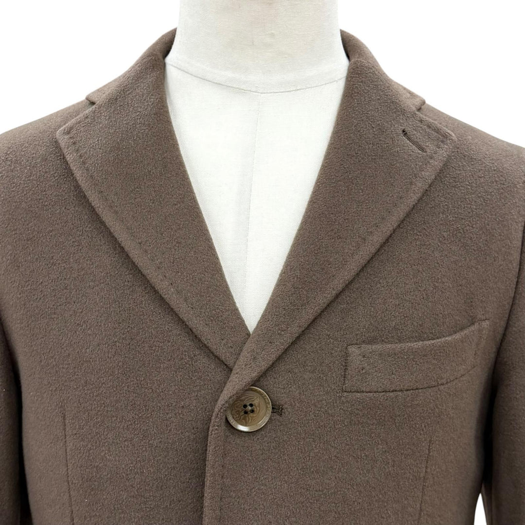 Excellent TAGLIATORE Chester coat Single logo button Brown cashmere mens 44