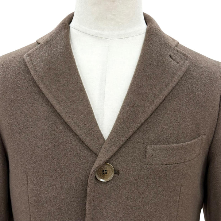 Excellent TAGLIATORE Chester coat Single logo button Brown cashmere mens 44