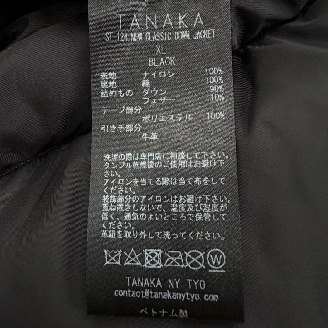 Excellent TANAKA Down jacket NEW CLASSIC DOWN JACKET black Nylon mens XL ST-124
