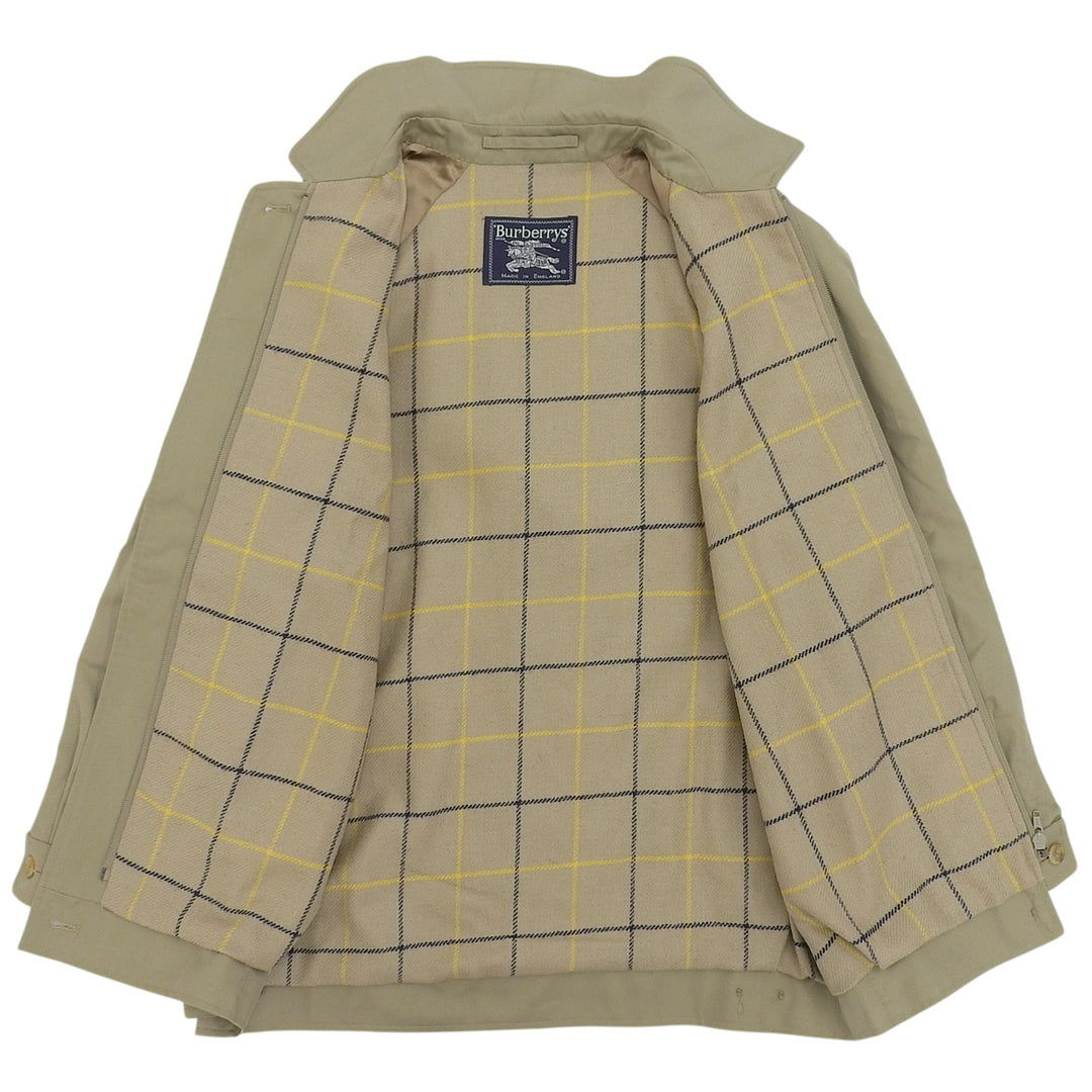 Great Burberrys Jacket Checkered Lining Pattern Swing Top khaki cotton Women