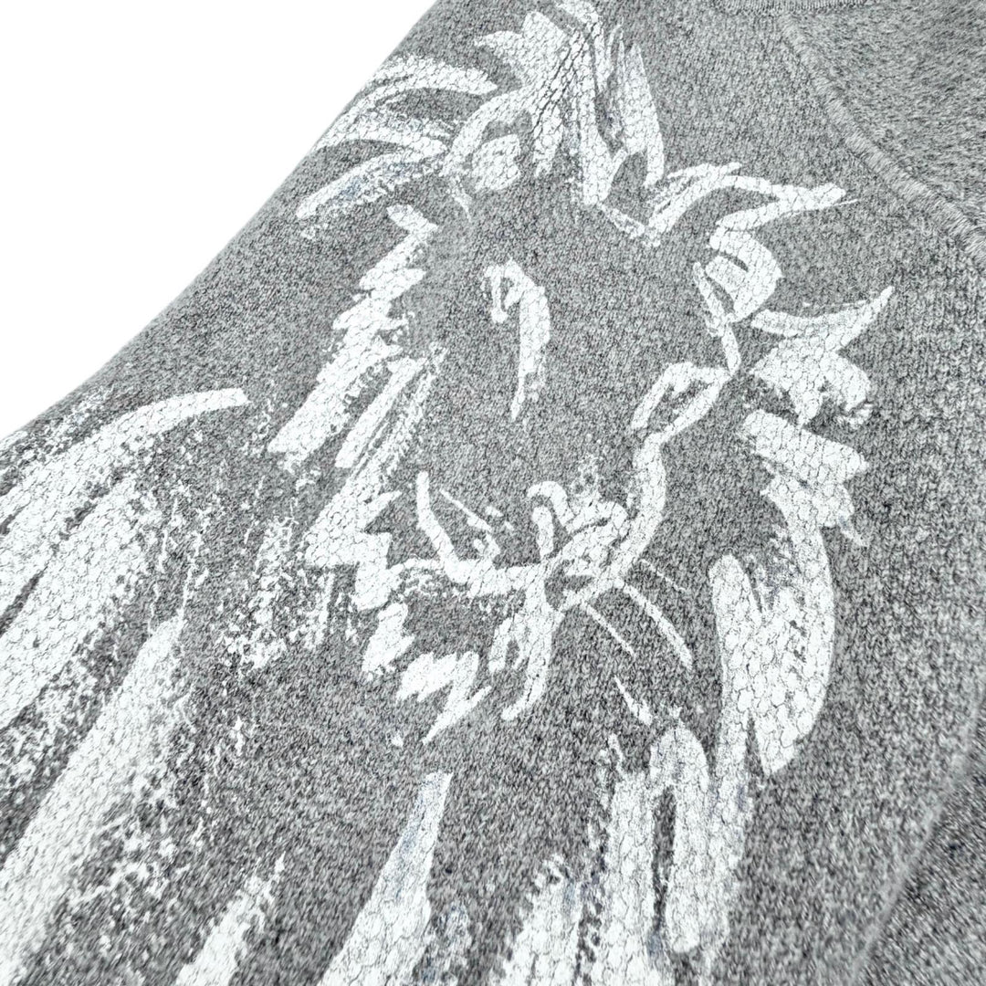 Excellent CHANEL Lion Crew Neck Long Sleeve Knit Sweater gray cashmere 38 P50112