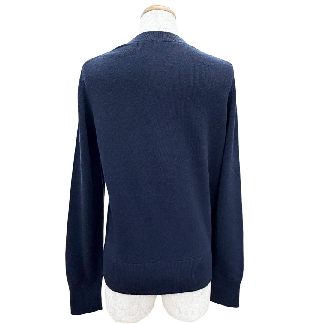Great CHANEL GABRELLE COCO COCO Mark Long-Sleeve Knit Navy cashmere 36 P57330