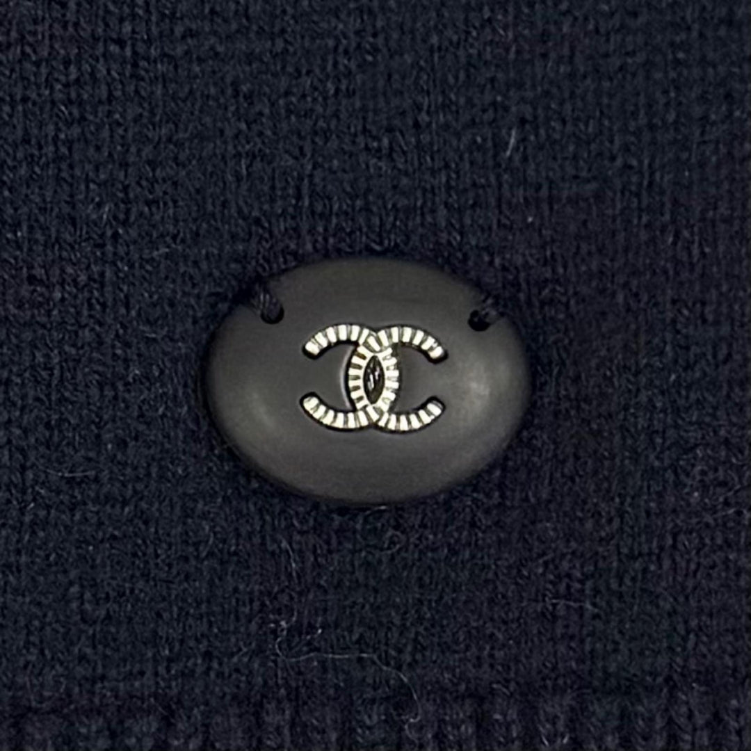 Great CHANEL GABRELLE COCO COCO Mark Long-Sleeve Knit Navy cashmere 36 P57330