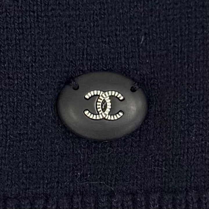 Great CHANEL GABRELLE COCO COCO Mark Long-Sleeve Knit Navy cashmere 36 P57330