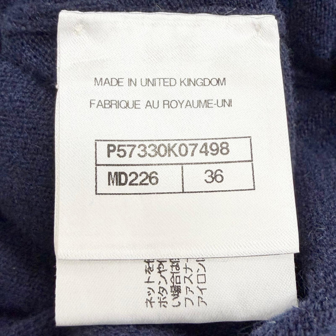 Great CHANEL GABRELLE COCO COCO Mark Long-Sleeve Knit Navy cashmere 36 P57330