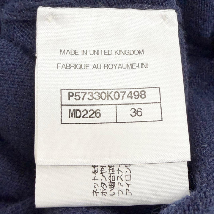 Great CHANEL GABRELLE COCO COCO Mark Long-Sleeve Knit Navy cashmere 36 P57330