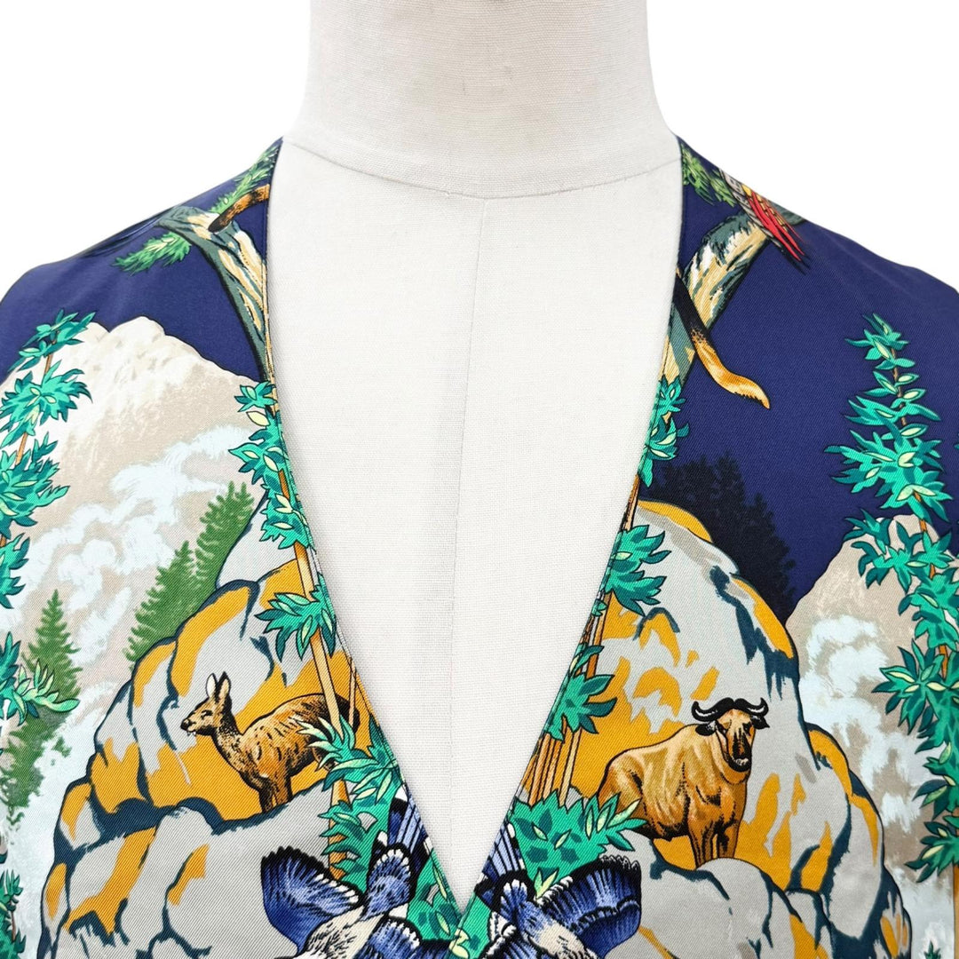 Excellent HERMES Best SICHUAN (Sichuan Province) Vest green silk mens 52