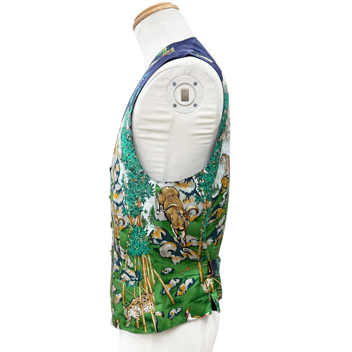 Excellent HERMES Best SICHUAN (Sichuan Province) Vest green silk mens 52