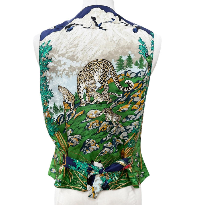 Excellent HERMES Best SICHUAN (Sichuan Province) Vest green silk mens 52