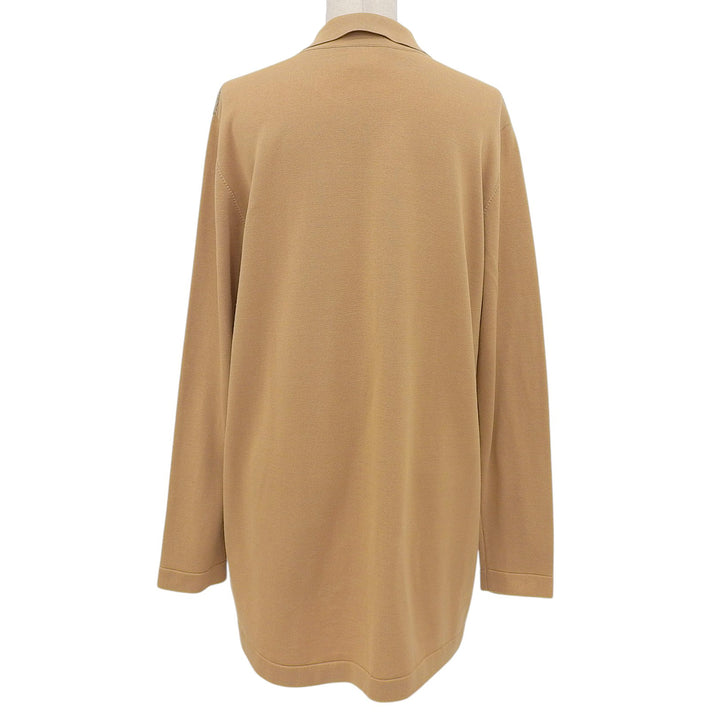 Excellent HERMES blouse H-pattern Serie button knit shirt light brown silk 40