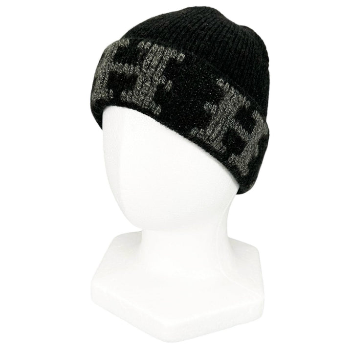 Great HERMES Knit cap Margiela era H-pattern knit beanie Dark gray cashmere mens