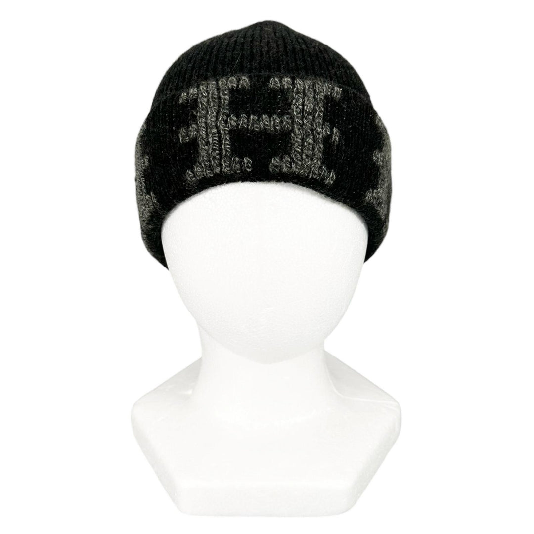 Great HERMES Knit cap Margiela era H-pattern knit beanie Dark gray cashmere mens