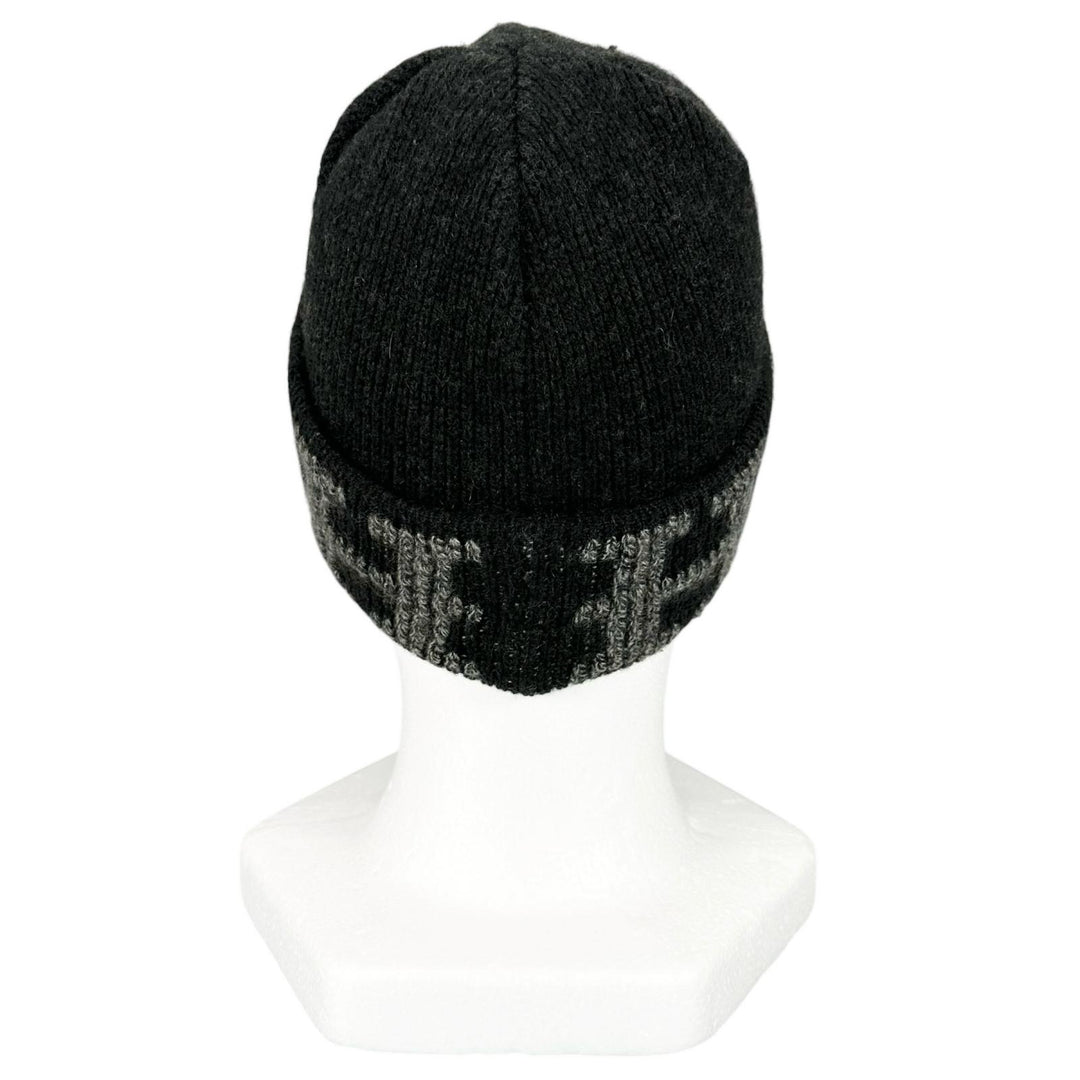 Great HERMES Knit cap Margiela era H-pattern knit beanie Dark gray cashmere mens