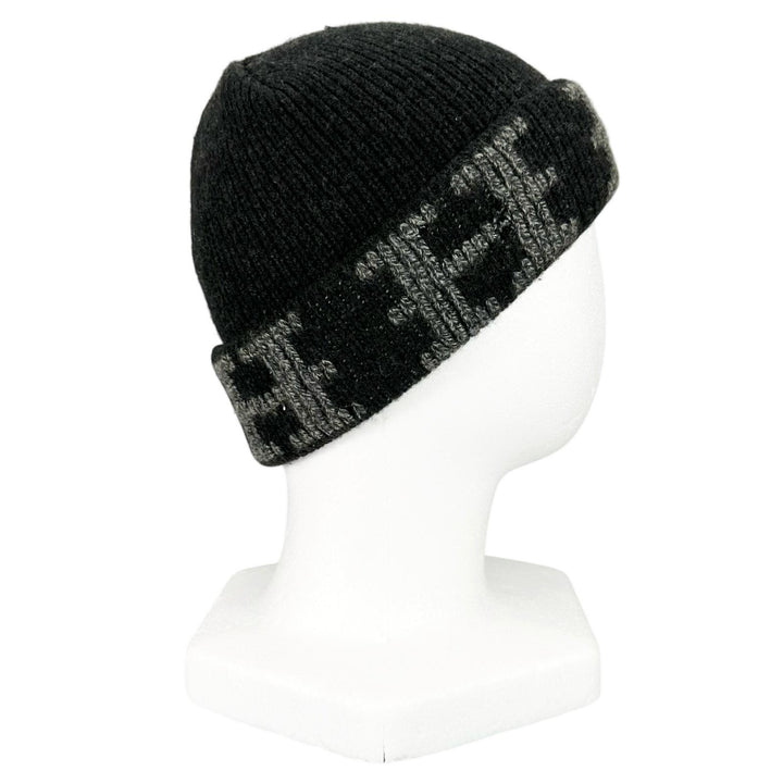 Great HERMES Knit cap Margiela era H-pattern knit beanie Dark gray cashmere mens