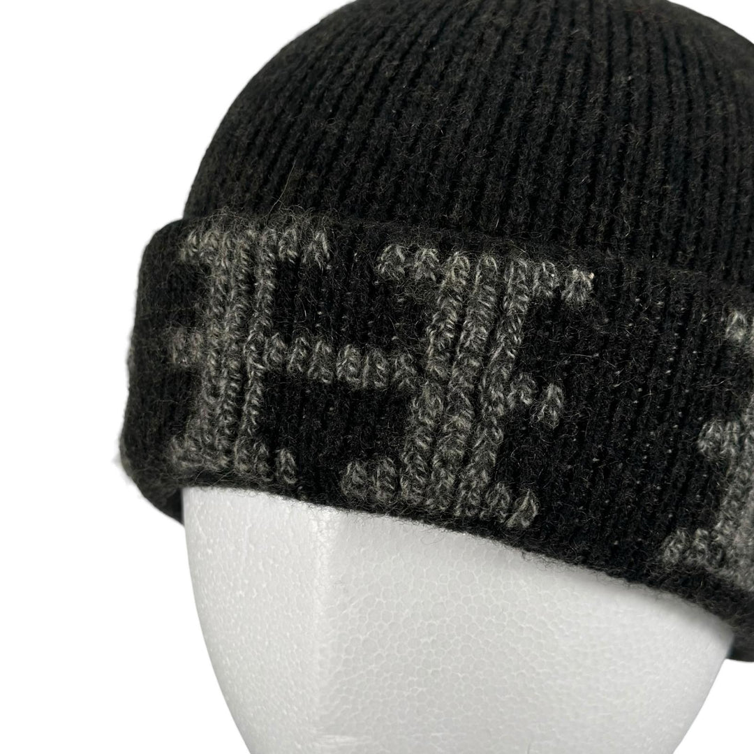Great HERMES Knit cap Margiela era H-pattern knit beanie Dark gray cashmere mens