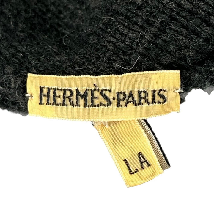 Great HERMES Knit cap Margiela era H-pattern knit beanie Dark gray cashmere mens