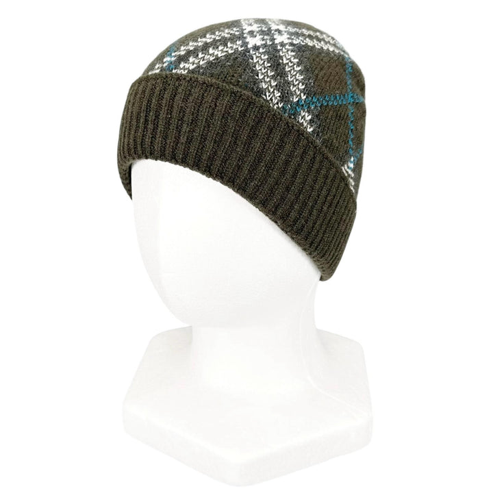 Excellent BURBERRY Knit cap Current tag Rib knit check pattern cashmere 809888
