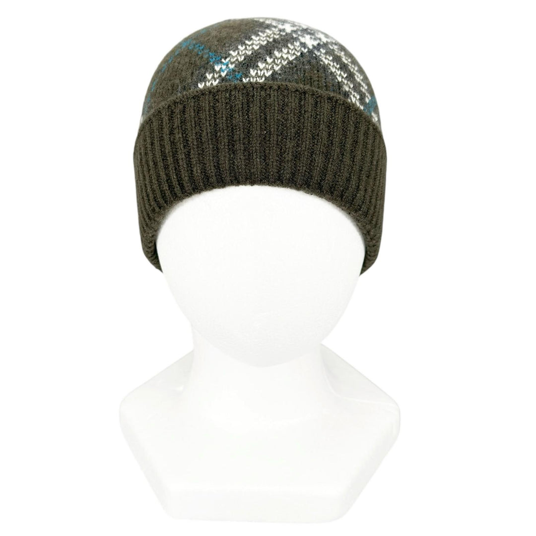 Excellent BURBERRY Knit cap Current tag Rib knit check pattern cashmere 809888