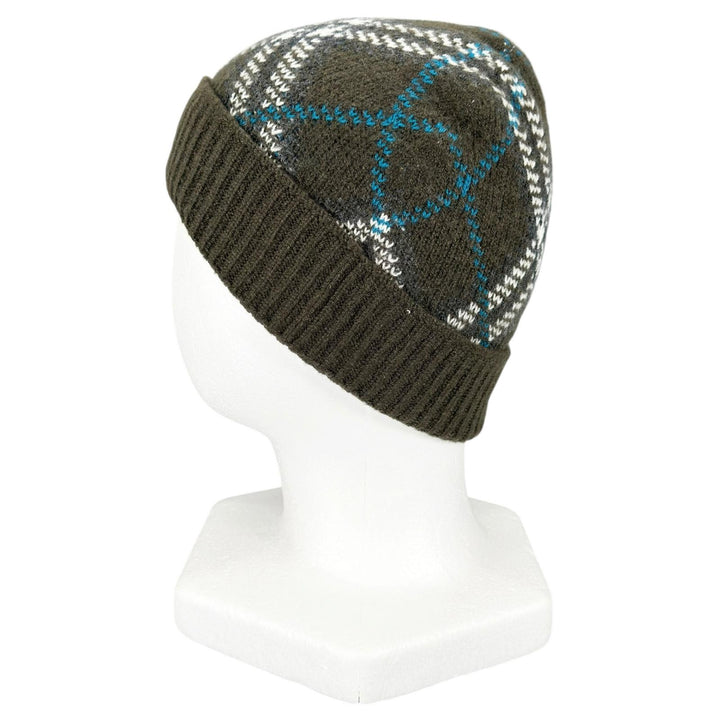 Excellent BURBERRY Knit cap Current tag Rib knit check pattern cashmere 809888