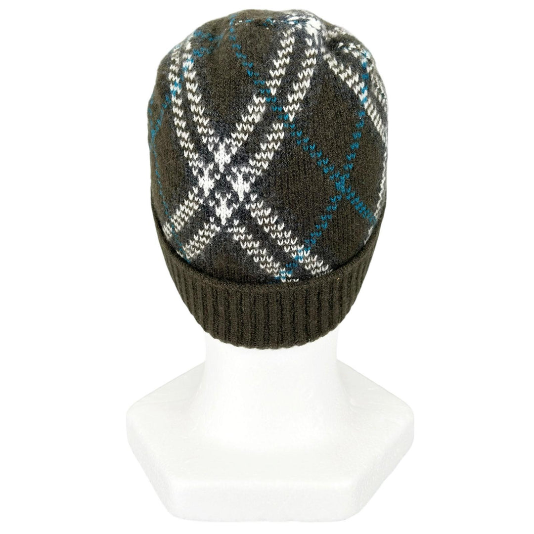 Excellent BURBERRY Knit cap Current tag Rib knit check pattern cashmere 809888