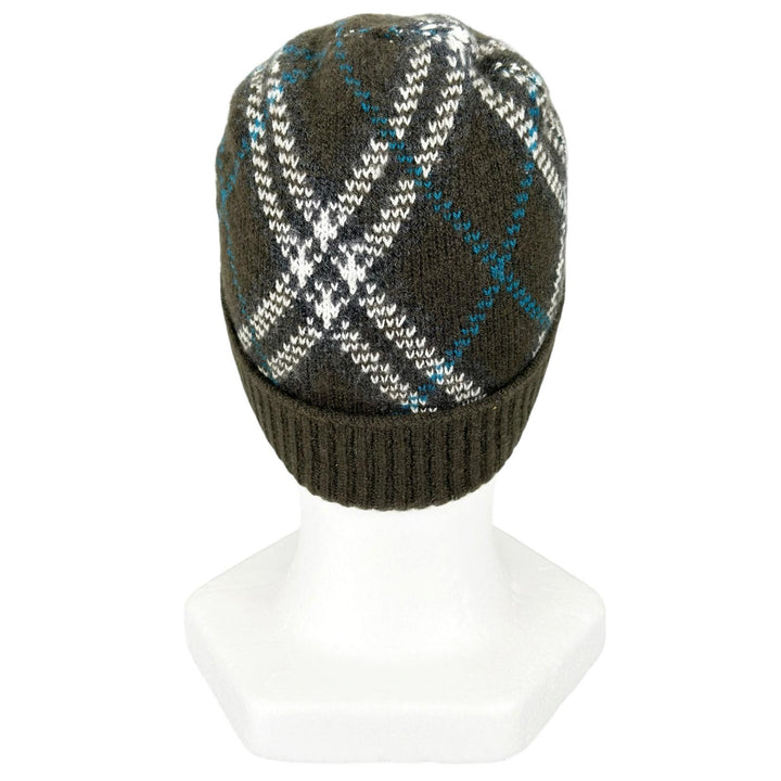 Excellent BURBERRY Knit cap Current tag Rib knit check pattern cashmere 809888