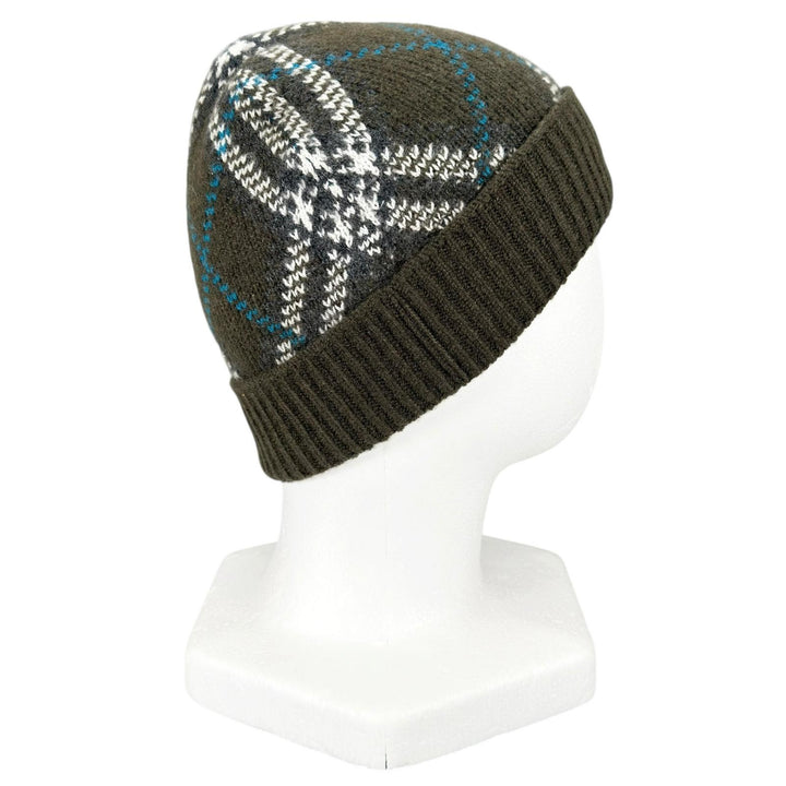 Excellent BURBERRY Knit cap Current tag Rib knit check pattern cashmere 809888