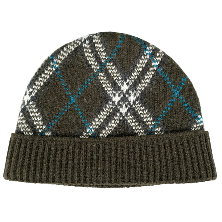 Excellent BURBERRY Knit cap Current tag Rib knit check pattern cashmere 809888