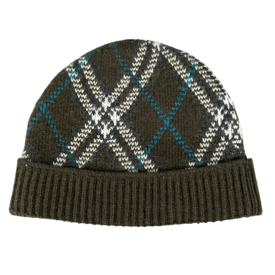 Excellent BURBERRY Knit cap Current tag Rib knit check pattern cashmere 809888