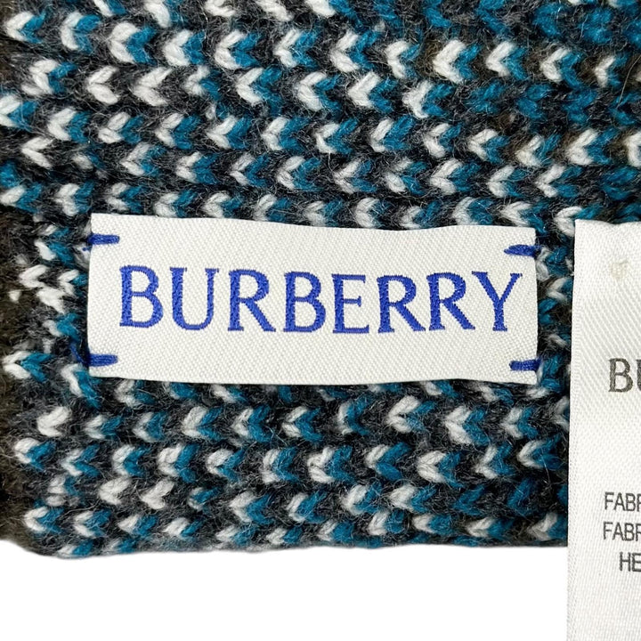 Excellent BURBERRY Knit cap Current tag Rib knit check pattern cashmere 809888