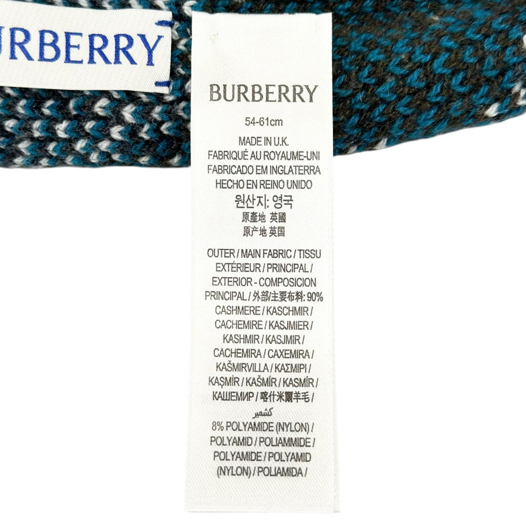 Excellent BURBERRY Knit cap Current tag Rib knit check pattern cashmere 809888