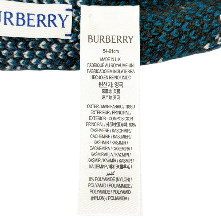Excellent BURBERRY Knit cap Current tag Rib knit check pattern cashmere 809888