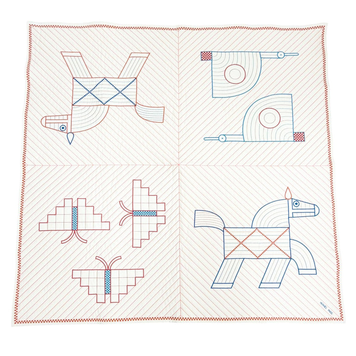 Excellent HERMES blanket Quilted cover Animo Natte wool Women