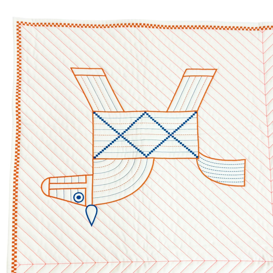 Excellent HERMES blanket Quilted cover Animo Natte wool Women