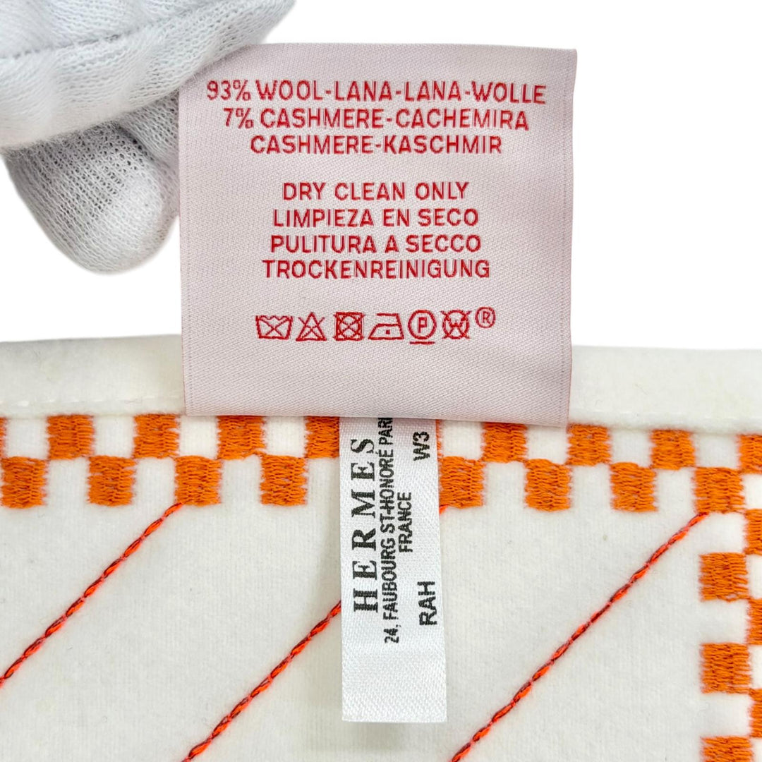 Excellent HERMES blanket Quilted cover Animo Natte wool Women