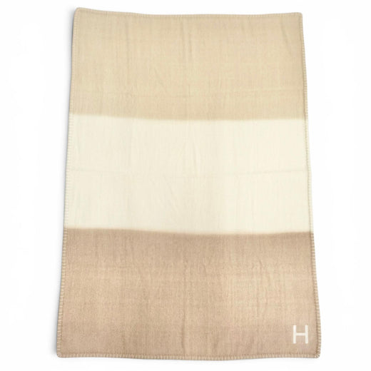 Great HERMES blanket Plaid Handwoven Dye Cabriole H logo cashmere Women H104022M