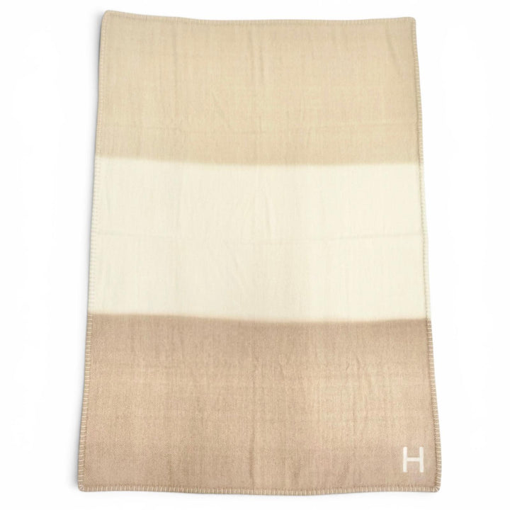 Great HERMES blanket Plaid Handwoven Dye Cabriole H logo cashmere Women H104022M