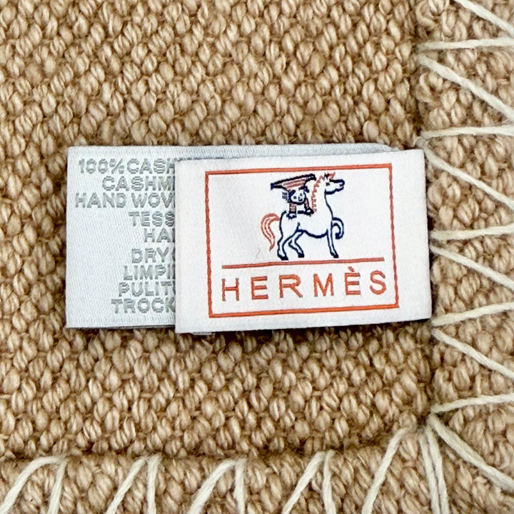 Great HERMES blanket Plaid Handwoven Dye Cabriole H logo cashmere Women H104022M