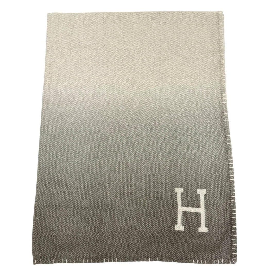 Great HERMES blanket Avalon H Logo Gradient Large Size Brown yak Women