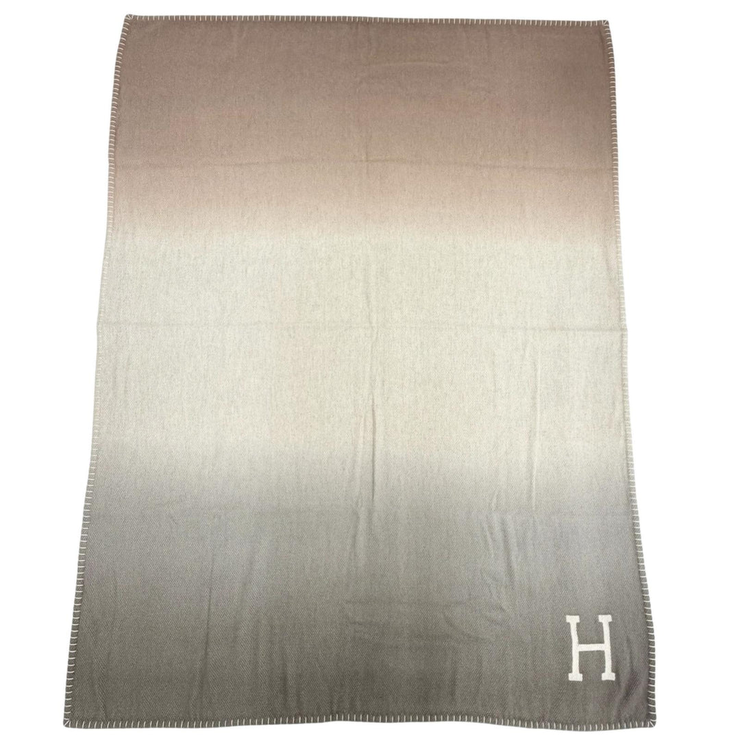Great HERMES blanket Avalon H Logo Gradient Large Size Brown yak Women