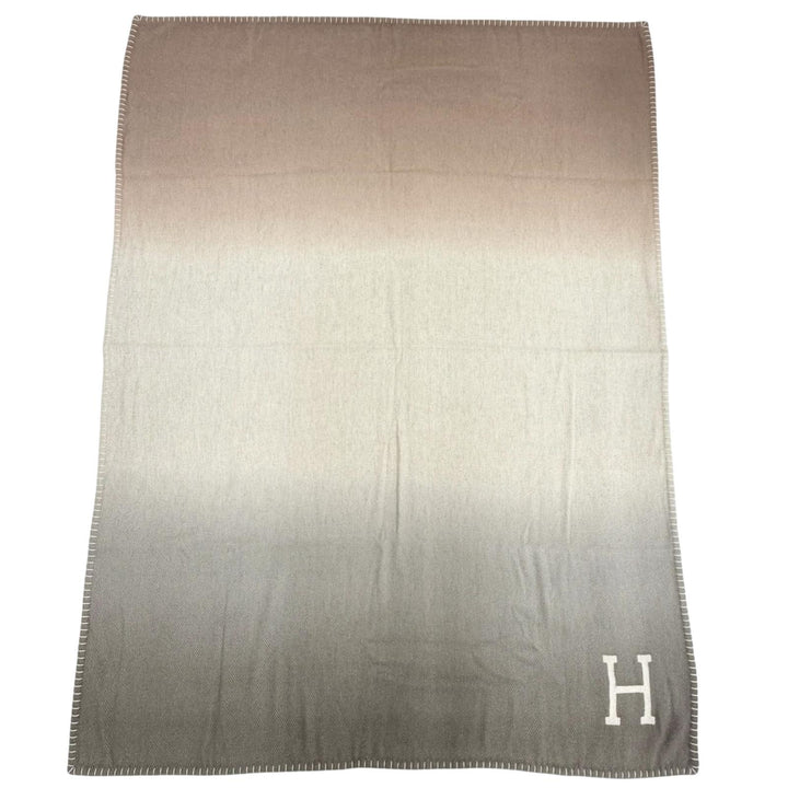Great HERMES blanket Avalon H Logo Gradient Large Size Brown yak Women