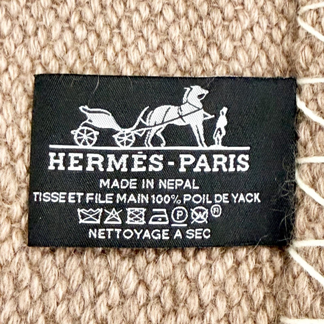 Great HERMES blanket Avalon H Logo Gradient Large Size Brown yak Women