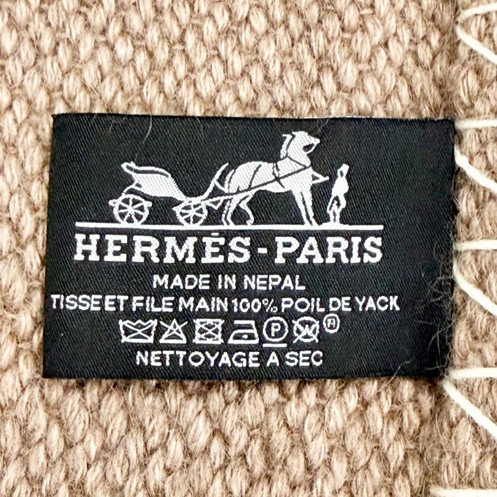 Great HERMES blanket Avalon H Logo Gradient Large Size Brown yak Women