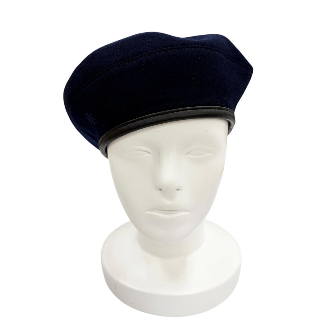 Pristine HERMES beret Saint Honoré Navy cashmere Women 58