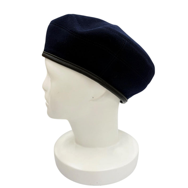 Pristine HERMES beret Saint Honoré Navy cashmere Women 58