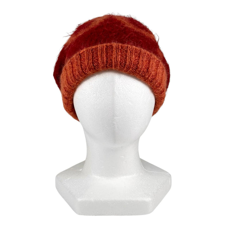 Excellent GUCCI Knit cap Big GGPattern knit hat Orange mohair mens M 638679