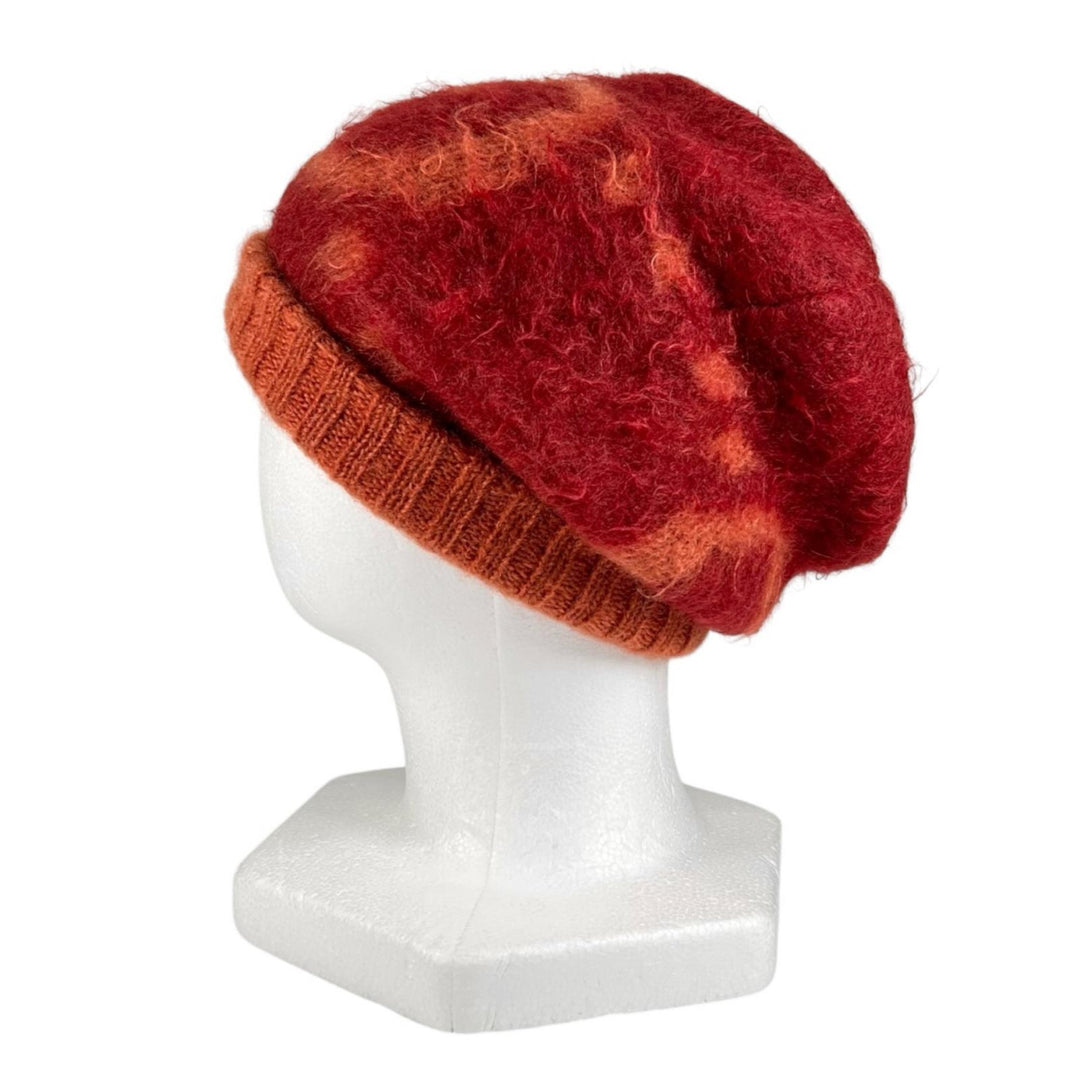Excellent GUCCI Knit cap Big GGPattern knit hat Orange mohair mens M 638679