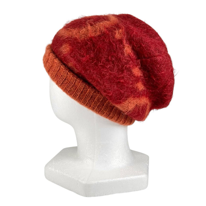 Excellent GUCCI Knit cap Big GGPattern knit hat Orange mohair mens M 638679