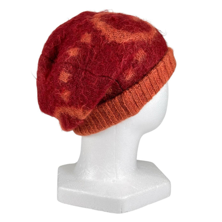 Excellent GUCCI Knit cap Big GGPattern knit hat Orange mohair mens M 638679
